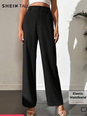 NWOT SHEIN Black Women's Straight-Leg Dress Trousers TALL
